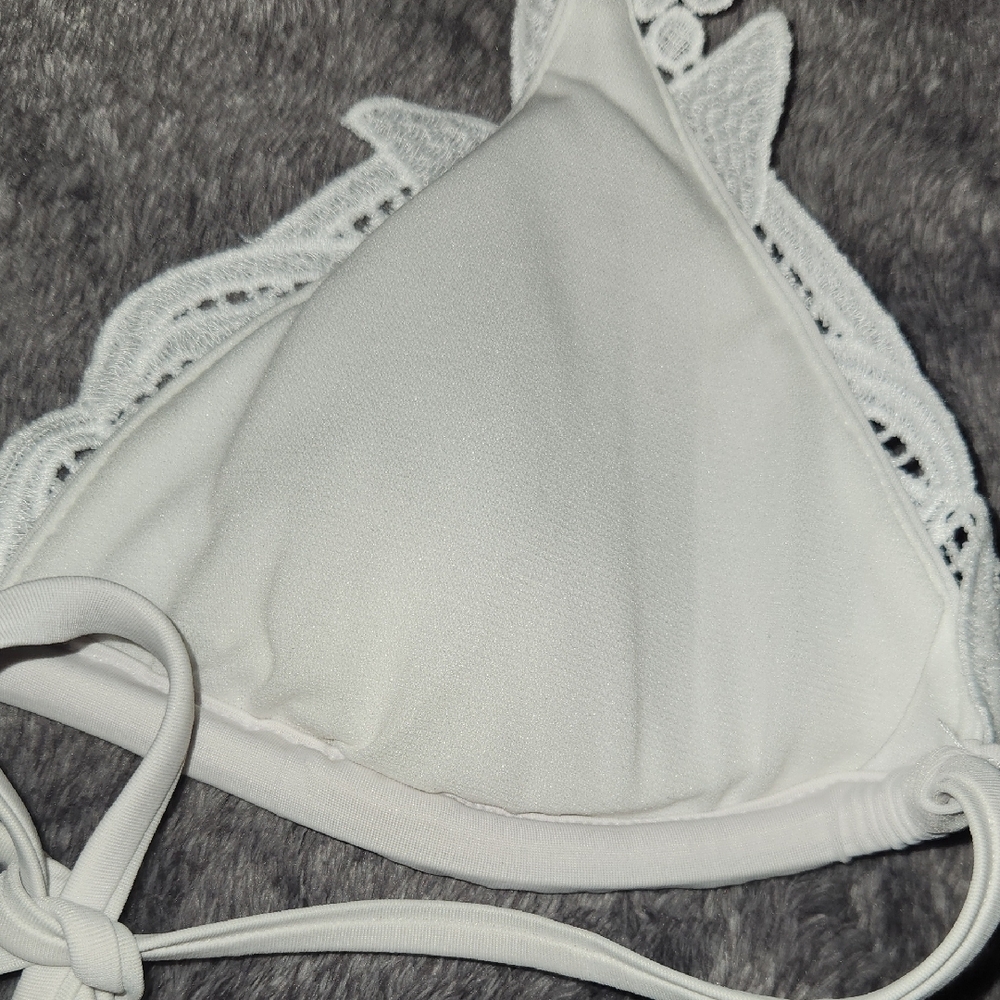 White Lace Triangle Bikini Top - Women's - Picture 8 of 8
